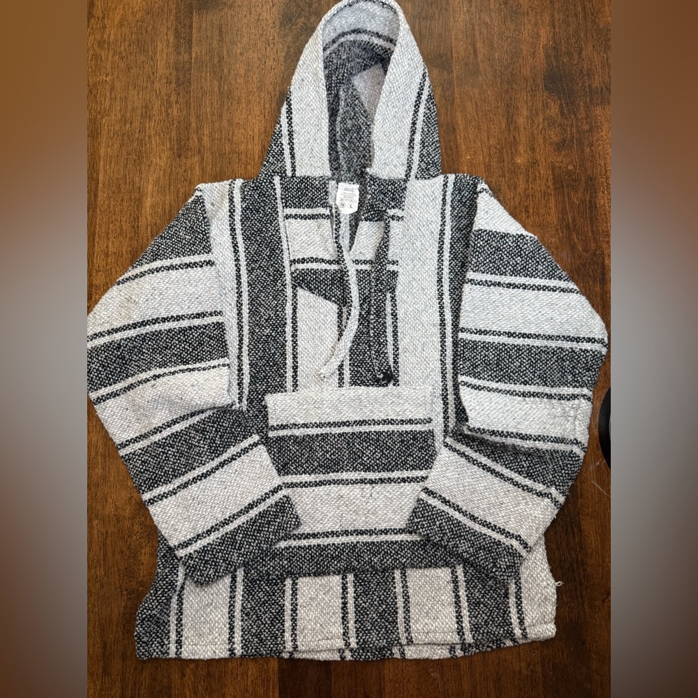 Striped Black and Gray unisex Sweater size large
